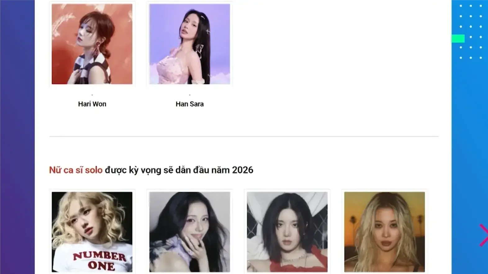 Han Sara được đề cử giải thưởng cùng G-Dragon, BLACKPINK